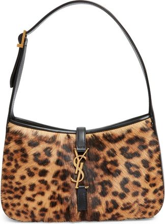 Saint Laurent Le 5 &Agrave; 7 Genuine Calf Hair Hobo Bag in Brown/Noir at Nordstrom