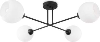 OEM L&aacute;mpara De Techo Asturia Negra 4 Pantallas Planas Blancas E27