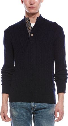 Raffi Cable Button Cashmere Mock Neck Sweater
