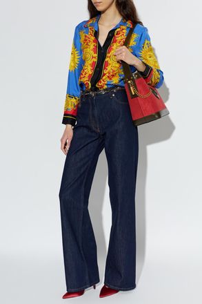 Versace Silk Shirt With The Sun Print, Womens, Multicolour
