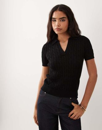 Ralph Lauren polo in maglia fine nero