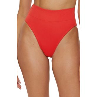 BECCA by Rebecca Virtue Modern Edge High Waist Bikini Bottoms in Fire at Nordstrom Rack, Size Small