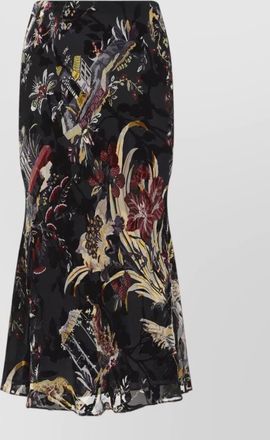 Etro silk floral animal-print velvet devore midi skirt