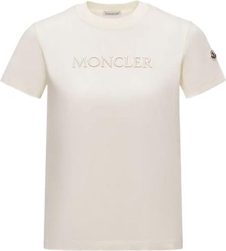Moncler Embroidered Tonal Logo Cotton T-Shirt Clothing