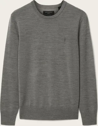 AllSaints Wool Mode Merino Crew Neck Ramskull Jumper, Size: XXL