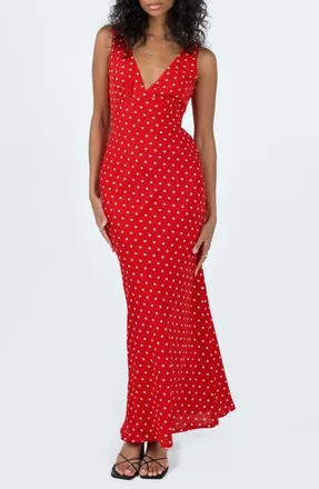 Princess Polly Nellie Polka Dot Maxi Dress in Red at Nordstrom, Size 10