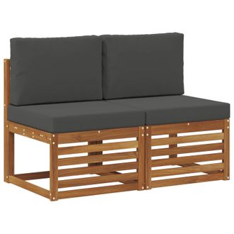 vidaXL 2 Pieza Sof&aacute; Intermedio De Exterior Madera De Acacia S&oacute;lida Vidaxl