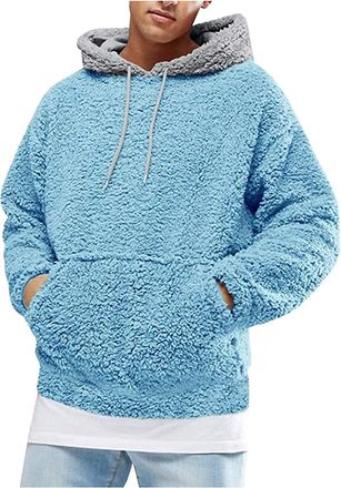 Generic Handmade Hooded Alpaca Poncho for Men - Comfortable Winter Coat, Warm and Soft Jacket, Z05-Blue, M