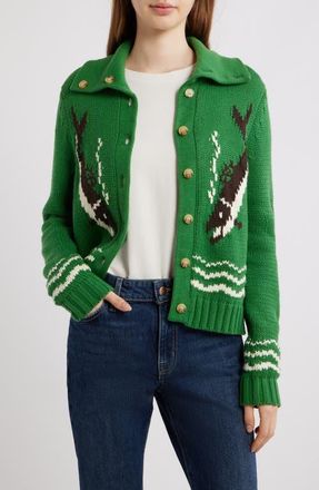 The Great. The Bass Cardigan in Grove at Nordstrom, Size 2