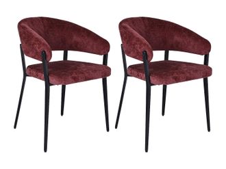 Vente-Unique Sedia con braccioli in Tessuto testurizzato e Metallo Nero Bordeaux - Lotto di 2 - AVRELA