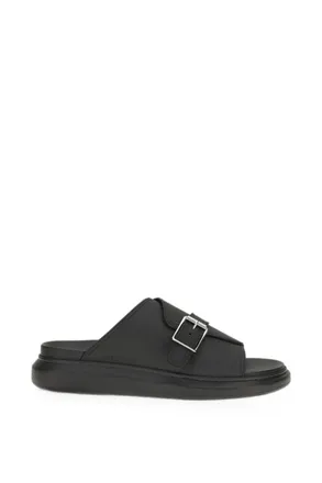 Alexander McQueen BUCKLE LEATHER SANDAL Size: 45, colour: BLACK