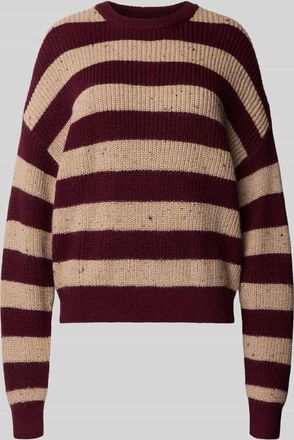 Review Oversized Strickpullover mit Streifenmuster in Rostrot Melange, Größe XL