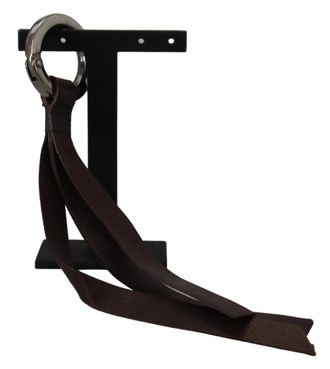 Costume National Bruine Leren Zilverkleurige Metalen Sleutelhanger Sleutelhanger