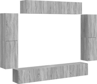 vidaXL Mueble De Tv 8 Uds. Sonoma Gris Madera De Ingenier&iacute;a Vidaxl
