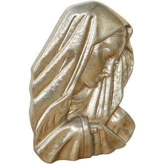 Biscottini International Biscottini - Ornamento De Pared Cara De Virgen Acabado Plateado Hecho En Italia