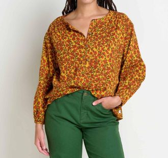 Toad & Co Manzana Long Sleeve Peasant Top In Pollen Ditsy