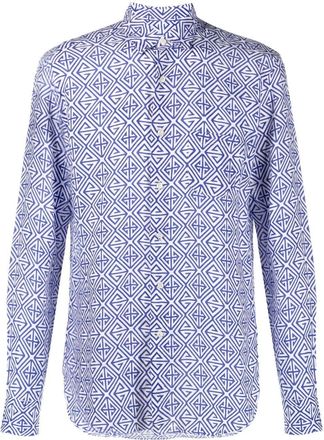 Peninsula all-over graphic-print shirt - men - Linen/Flax - M - White