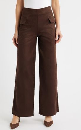Hue Faux Suede Wide Leg Pants in Coffee Bean at Nordstrom, Size Medium