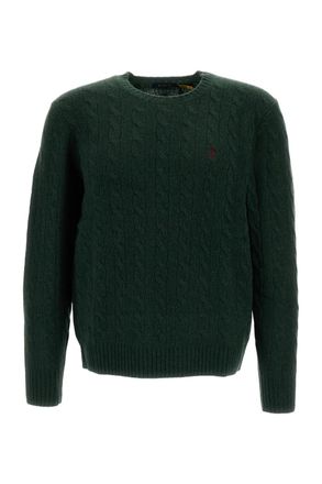 Polo Ralph Lauren Green Cable-Knit Wool-Cashmere Crewneck Sweater
