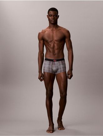 Calvin Klein Mens Graphic Monogram Microfiber Stretch Low Rise Trunk - Black - XL