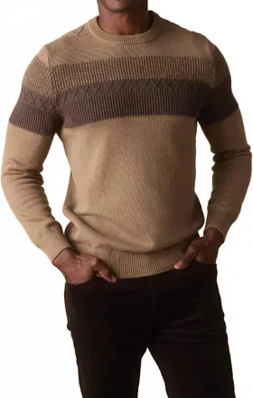 The Normal Brand Mens Tom Stripe Crew Sweater In Jute