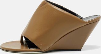 Proenza Schouler Brown Leather Slant Wedge Sandals