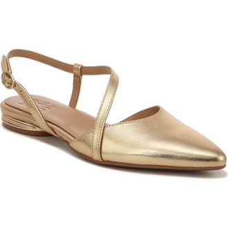 Naturalizer Hawaii Pointed Toe Slingback Flat in Dark Gold Leather at Nordstrom Rack, Size 6.5