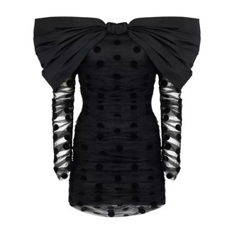 Nina Ricci Vestido Mini de Tul de Lunares - Dresses - Mujer - Negro - S