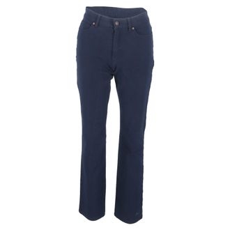 Escada High-Rise Flared Trousers in Navy Cotton
