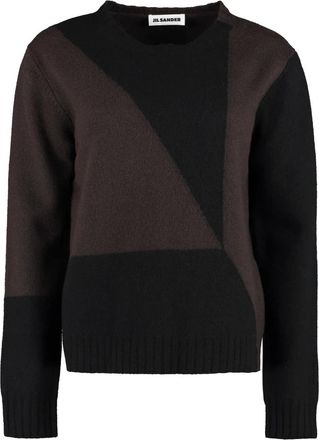 Jil Sander Wollen trui met ronde hals - Dames - Ronde hals truien - Bruin - L - Wol - Truien & Vesten