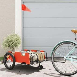 vidaXL Vidaxl - Remolque Para Bicicletas Hierro Y Tela Oxford Naranja