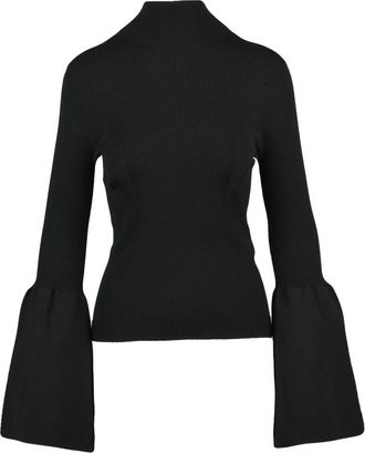 Chlo&eacute; Maglia Cannettata - Dames - Coltruien - Zwart - M - Wol - Truien & Vesten