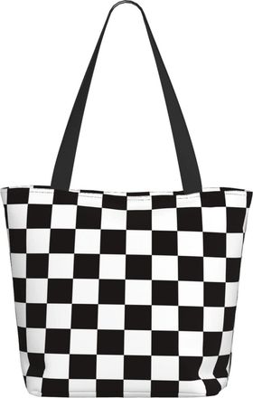 AOOEDM Black White Square Grid Pattern Ladies Shopping Bag 13x11x7in.The Perfect ValentineS Day Gift.It Is The Best ValentineS Day Gift For Mom, Daughter, Wi