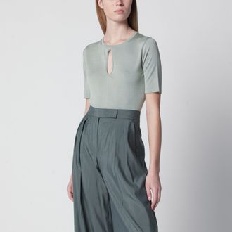 Max Mara Crewneck sweater in pastel green silk and cashmere