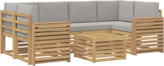 vidaXL Conjunto De Sof&aacute;s De Exterior 7 Uds. Blanco Y Gris Claro Vidaxl