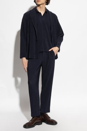 Homme Plissé Issey Miyake Pleated Blazer, Mens, Navy Blue
