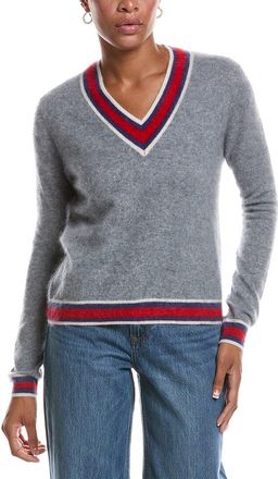 Autumn Cashmere Striped V Cashmere Tennis Sweater