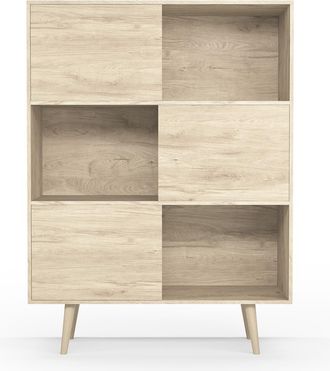 HERDASA Librer&iacute;a, Aparador De La Colecci&oacute;n Nordic (881), En Melamina Con Pies De Madera De Haya. Roble
