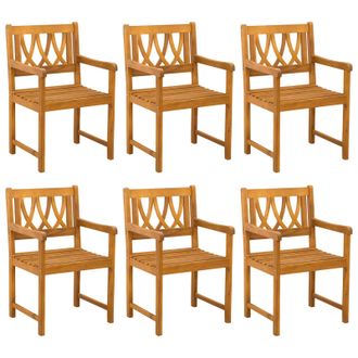 vidaXL Sillas De Jard&iacute;n 6 Pcs Natural Madera De Acacia S&oacute;lida Vidaxl