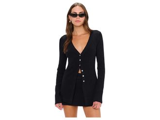 Show me your Mumu Josie Mini Skort Womens Skirt Black Rib Knit : SM, Nylon