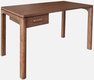 Sweeek Scrivania in legno di caucciù impiallacciatura di quercia, 1 cassetto