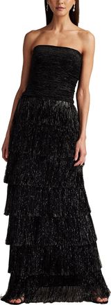 Tadashi Shoji Shania Sequin Velvet Fringe Gown