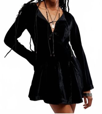 Free People Linney Velvet Mini Dress In Black