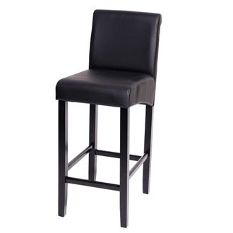 Hhg Nunca Usado] Taburete De Bar Hhg 525, Taburete De Bar Taburete De Mostrador, Madera Certificada Mvg, Negro Mate, Patas Oscuras, Imitaci&oacute;n De Cuero