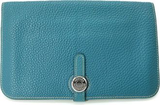 Herm&egrave;s Dogon Duo Blue Jean Togo Leather Wallet (Bi-Fold) (Pre-Owned)