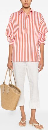 Archivio 67 Striped Cotton-Blend Shirt - Coral