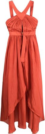 Alberta Ferretti pleated sleeveless maxi dress - women - Silk - 42 - Orange