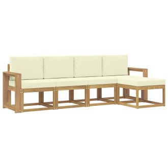 vidaXL Conjunto De Sof&aacute;s De Exterior Con Coj&iacute;n 5 Pcs Blanco Y Crema Vidaxl