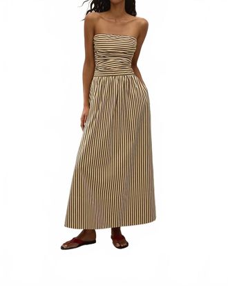 Faithfull The Brand Vera Maxi Dress In Carmen Stripe Sand Cedar