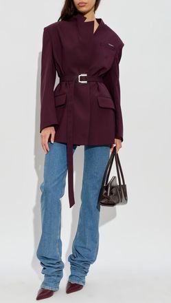 The Attico Blazer With Woolen Trim, Womens, Burgundy